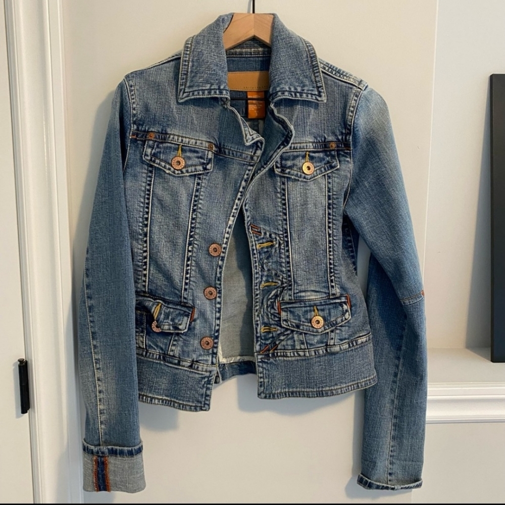 Christopher Blue Denim Jean Collared Jacket Small S